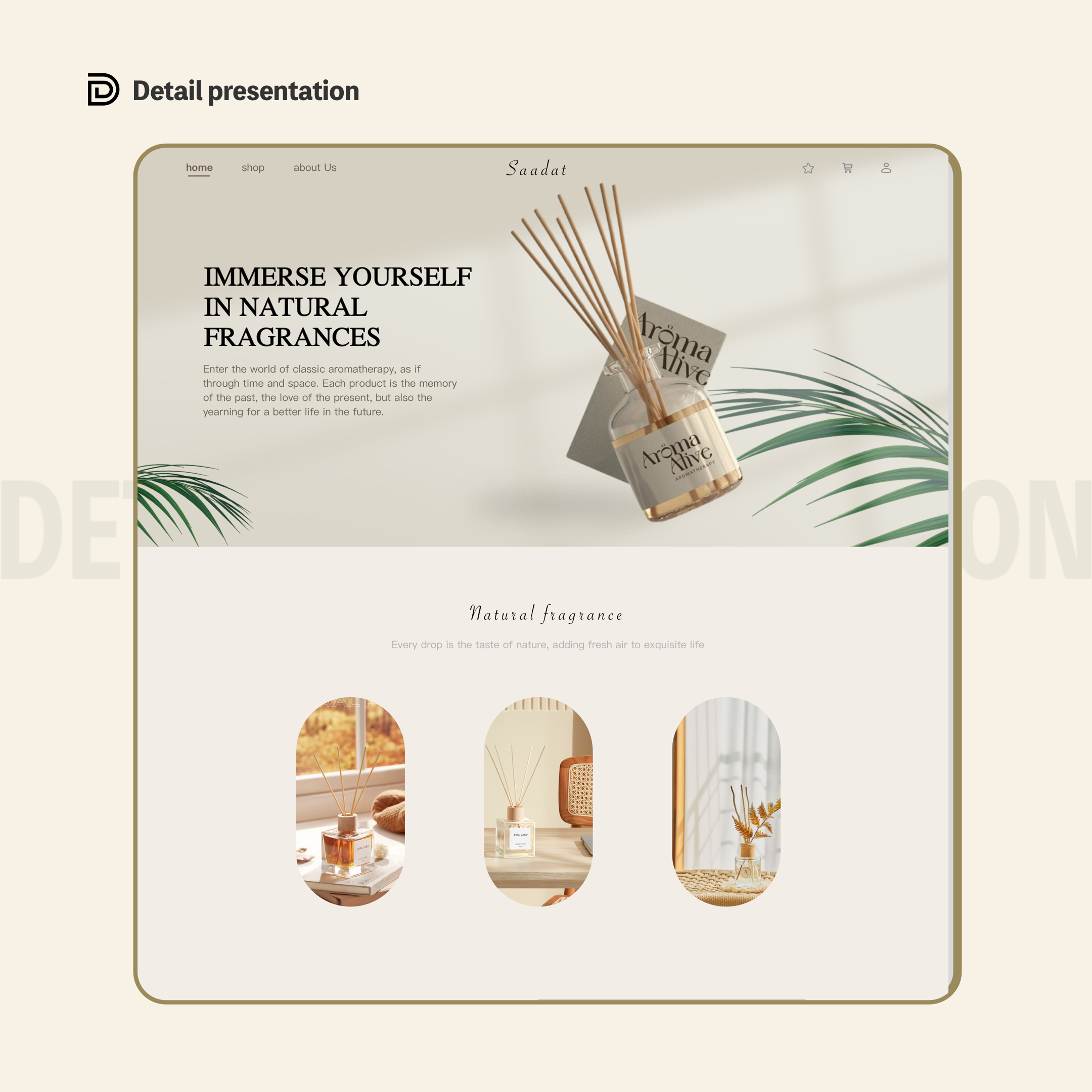 Layered brand presentation suggesting ordered page sections